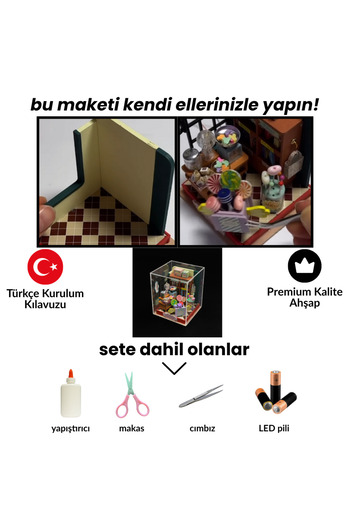minyaturia Kendin Yap Minyatür Ev| Minyatür Maket Ev | Dıy Hobi Seti Ve Toz Koruma Camı