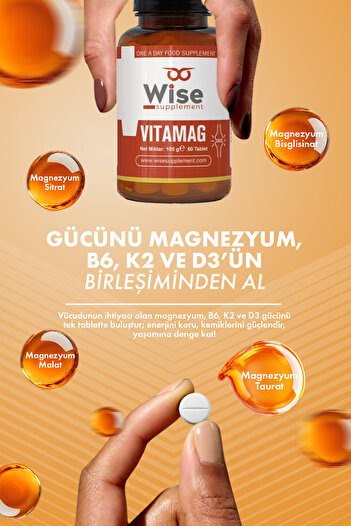 WiseLab Vitamag Magnesium Vitamin B6 Vitamin K2 Vitamin D3 90 Tablets