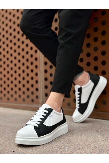 BOA Ba0423 Boa Thick High Sole White Black Lace-Up Sports Men's Shoes