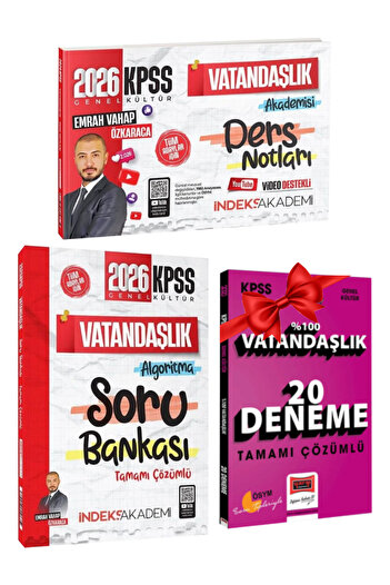 İndeks Akademi Emrah Vahap Özkaraca|2026 KPSS Vatandaşlık Akademisi Ders Notları+Vatandaşlık Algoritma Soru Bankası