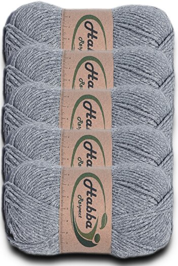 habba respect Habba Acrylic 5-Pack Pkt -1105-Silver Gray- Export Surplus Economical Hand Knitting Yarn