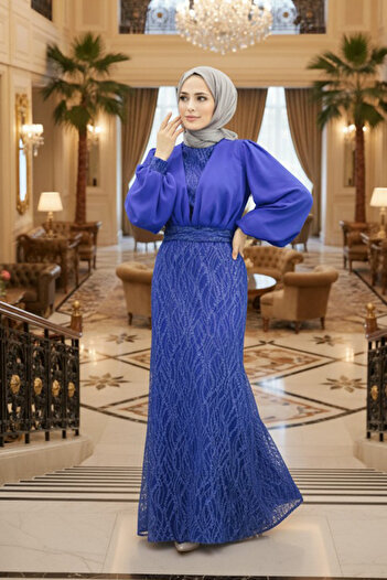 Neva Style Сукня з паєтками та вишивкою, синя, для весілля, 22213sx
