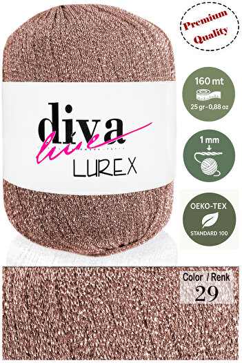 Diva İplik Diva Lurex 29 Honey Foam-χρυσό