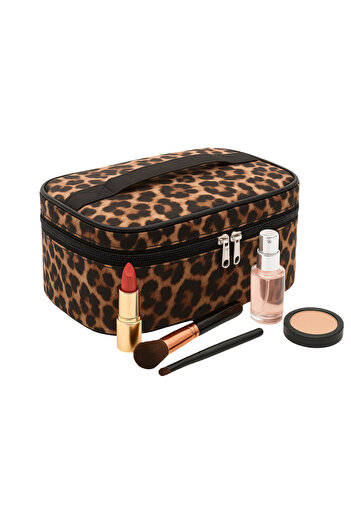NS reliable Leopard Motif Cosmetic Bag Οργανωτής Μακιγιάζ Ταξιδίου Πολυλειτουργικός