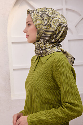 Belli Tivil Pure Silk Scarf 4222 - 87 Πράσινο αφηρημένο σχέδιο