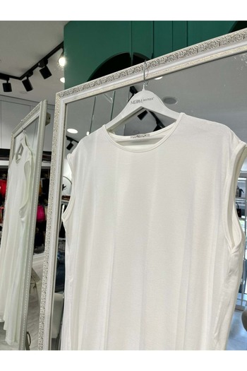 MERAM BUTİK Nurgün Zero Sleeve Combed Cotton Underwear - White - XXL