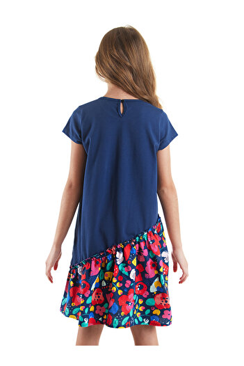 MSHB&G Girl's Navy Blue Summer Dress - Floral and Leopard Pattern