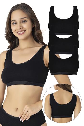 Arma Yıldız Women's Black Bamboo Thick Strap Removable Pad Half Tank Top Bustier 3-Pack