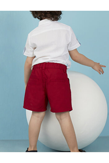 Ollie&Olla Red Boy's Gabardine Shorts with V Pocket
