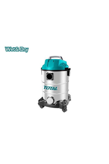 TOTAL 30L Vacuum Cleaner Metal Drum Wet & Dry 1300W, 1.8 M Cable, Accessories