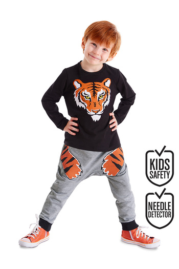 Denokids Boy's Tiger Claw Winter T-shirt and Trousers Set
