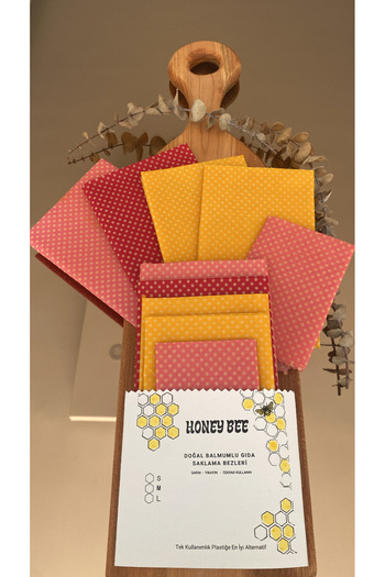 Home Polka Dot Pattern Reusable Natural Beeswax (Beeswax) Food Storage Fabric Cloth Pack of 5