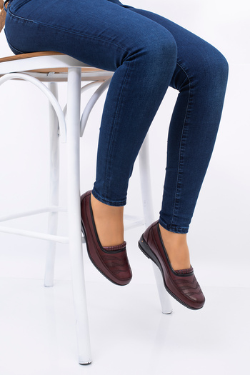 Ayakkabı Bahçesi Full Orthopedic Genuine Leather Sole Heel Gel Lightweight Soft Daily Women's Shoes