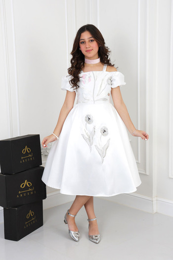 arushi White One-Shoulder Mikado Dress