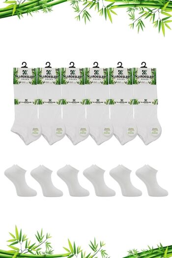 KARDEŞLER ÇORAP Bamboo Men's Booties White Socks Seamless Pack of 6