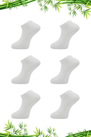 KARDEŞLER ÇORAP Bamboo Men's Booties White Socks Seamless Pack of 6