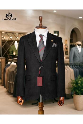 ilayda emir Black Men's Blazer Suede Jacket