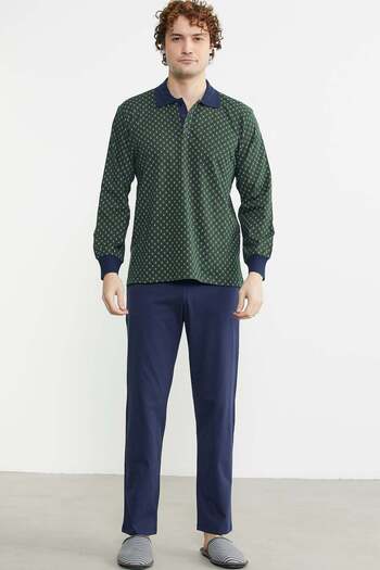 Sementa Green Patterned Pajama Set with Combination Pockets