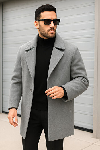 Delpino Men's Oversize Long Stamp Coat