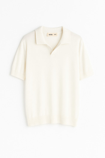 no7man Alten White Polo Neck Knitwear Tshirt