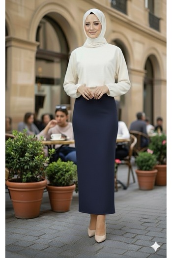 ECEYLÜL MODA Scuba Creepy Pen Skirt (93-94cm Length)(Short-Term Launch Price)