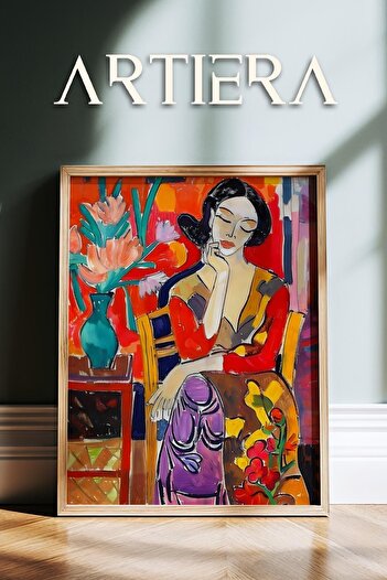 HİGUERA Henri Matisse (1869-1954) İlhamlı Yağlı Boya Stili Modern Doğal Ahşap Çerçeveli Duvar Tablosu