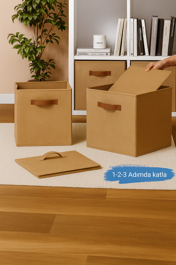 limocca home textile 3 Pcs Jute Leather Handle Folding Storage Box Closet Laundry Kids Room Toy Organizer