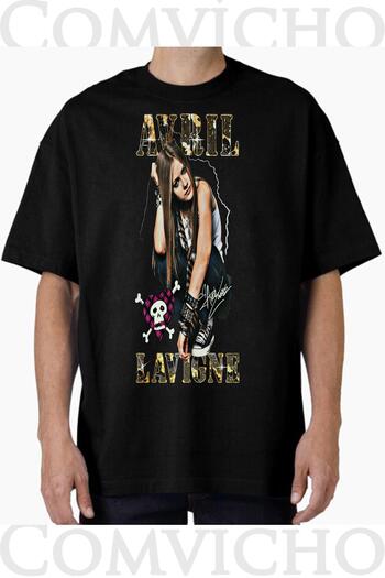 COMVİCHO Unisex Avrıl Lavigne V2 Design Printed Oversize T-Shirt
