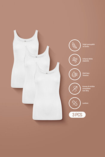 AUW Basic Women's Deep Neck Tank Top Modal Cotton 3-Piece - Softfit