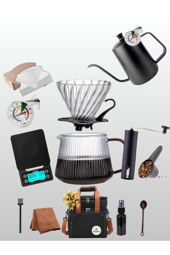 DOPPİO 12-Piece V60 Coffee Brewing Set with Carry Case – For Home, Office & Outdoor Adventures