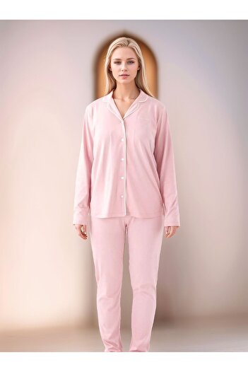 Pierre Cardin Kadın Giyim Pamuklu Modal Uzun Kollu Gömlek Pijama Takımı (2 Adet Hediye Çorap) OL.PC.7717.001