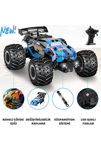 giffy Oyuncak 2.4 GHz Uzaktan Kumandalı Şarjlı Led Işıklı Drift Atan 15 Km Hız Off Road 45 Dk Batarya