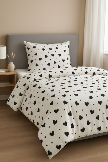 Madame Home Duvet Cover Set Single Black Heart Suitable for Daily Use
