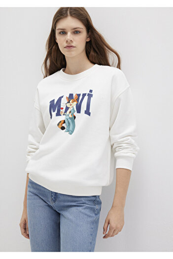 Mavi Cat Logo Ecru Sweatshirt 1S10460-70057