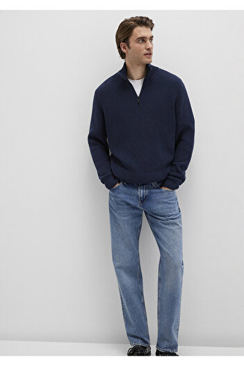 Mavi Semi-Zip Stand Collar Navy Blue Sweater Regular Fit / Regular Cut 0710268-82318
