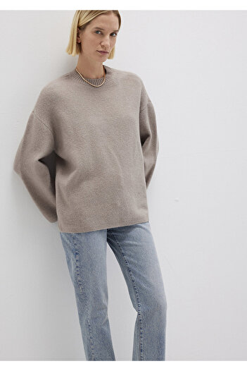 Mavi Wool Blend Crew Neck Beige Sweater Loose Fit / Relaxed Fit 1710563-86585