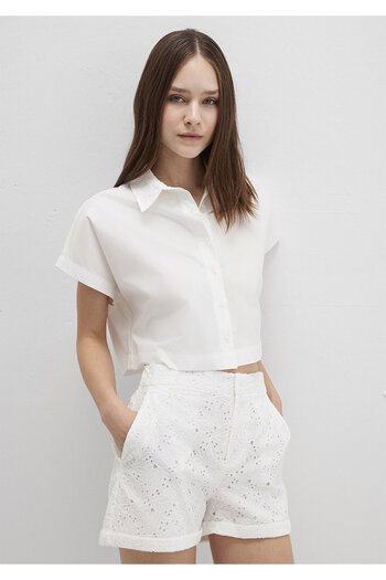 Mavi Collar Detailed Crop Ecru Shirt Crop / Short Cut 1211170-70057