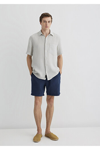 Mavi Navy Blue Linen Shorts 0410103-82183
