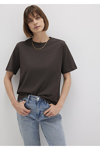 Mavi Καφέ Basic T-shirt Κανονική Γραμμή / Κανονική Κοπής 1600965-90707