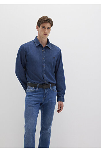 Mavi Roy Lux Чорний Темно-синій джинсовий сорочка Slim Fit / Вузький крій 0210496-90767