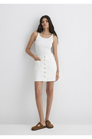 Mavi Silvana Gold Premium Off-White Jean Skirt 1310404-89729
