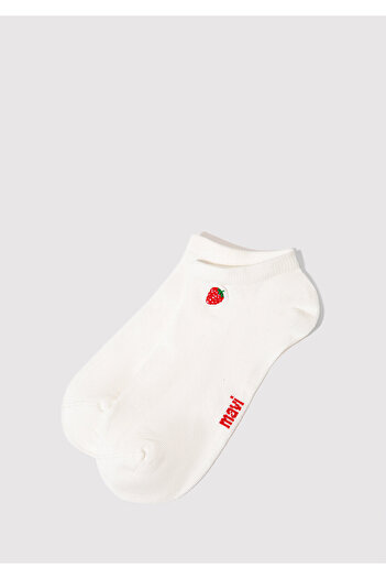 Mavi Strawberry Embroidered White Ballerina Socks 1913156-620
