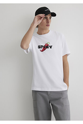 Mavi Spicy Printed White T-Shirt Loose Fit / Loose Relaxed Cut 0612812-620