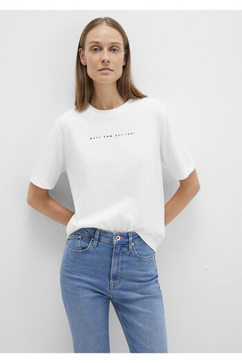 Mavi Bedrucktes Ecru-T-Shirt mit normaler Passform 1613147 -70057