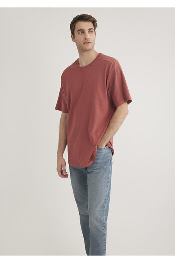Mavi Red Basic T-Shirt with Stitching Detail Loose Fit / Loose Relaxed Cut 0612227 -70444