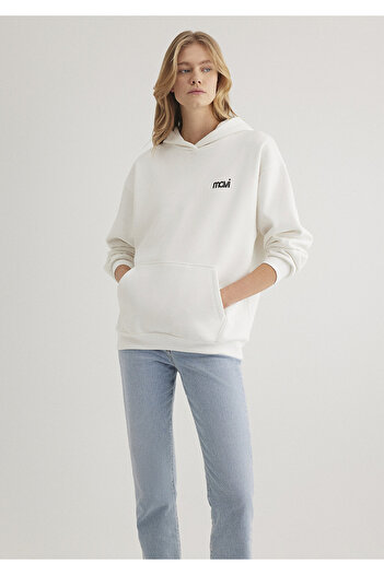 Mavi Logo Printed Hooded Ecru Sweatshirt 1S10243-70057