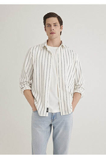 Mavi Linen Blended Striped Shirt Regular Fit 0211380 -87737
