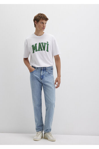 Mavi Weißes T-Shirt mit Logo-Aufdruck, lockere Passform / lockere, entspannte Passform0611711-620