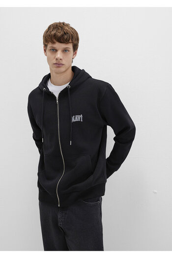 Mavi Logo Printed Zippered Black Sweatshirt0611715-900