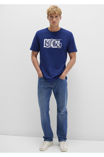 Mavi T-Shirt mit Istanbul-Print in Marineblau, normale Passform / Regular Fit0611789-70758